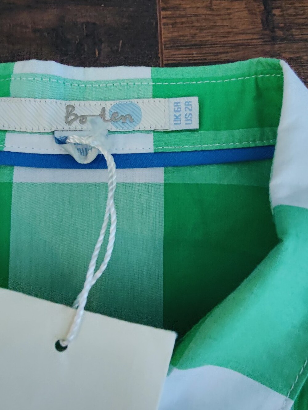 Boden Green and White Gingham Shirt Dress - Picture 8 of 8